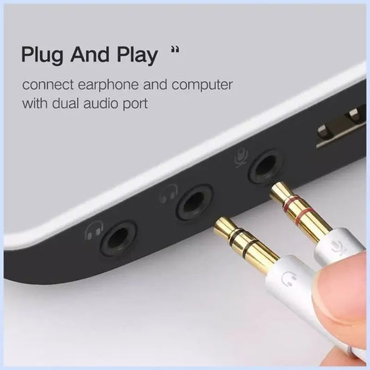 3.5mm Female to 2 Male Audio Cable ABS Case (White)