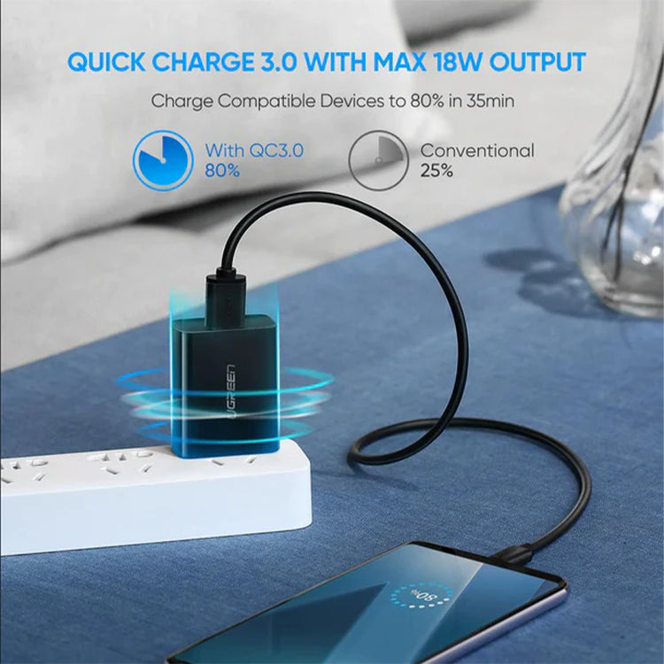 Fast Charging Power Adapter with QC3.0 UK (Black)