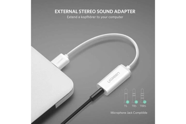 USB-A To 3.5mm External Stereo Sound Adapter