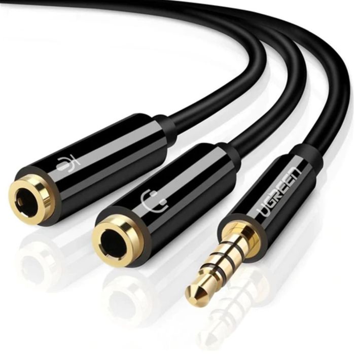 3.5mm male to 2 Female Audio Cable ABS Case (Black)