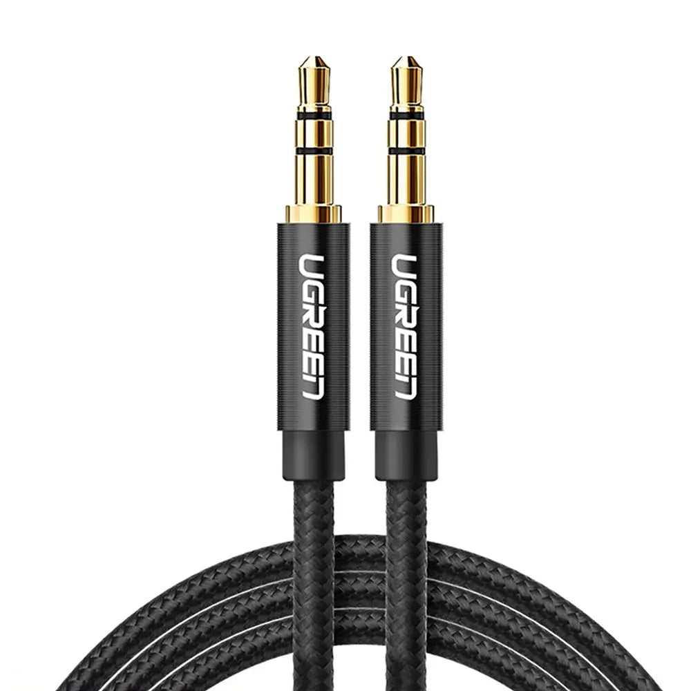 3.5mm Male to 3.5mm Male Cable Gold Plated Metal Case with Braid 2m (Black)