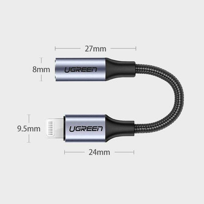 Lightning M/F Round Cable Aluminum Shell with Braided 10cm (Black)
