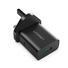 Fast Charging Power Adapter with QC3.0 UK (Black)