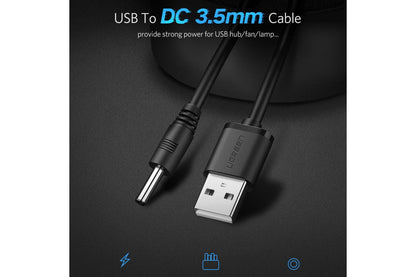 USB2.0-A to DC 3.5mm M/F Charging Cable 1m (Black)