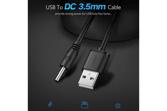 USB2.0-A to DC 3.5mm M/F Charging Cable 1m (Black)
