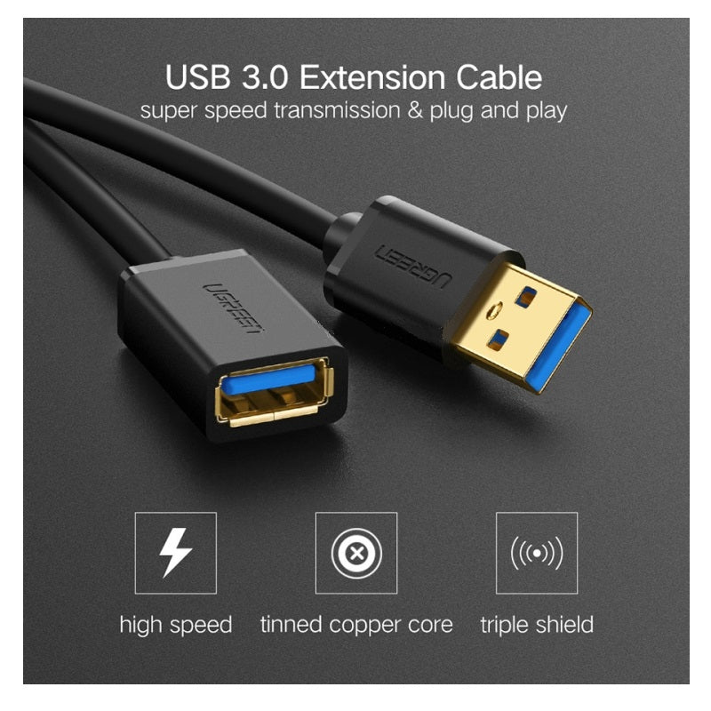 USB3.0 A male to female flat cable  2M   Black