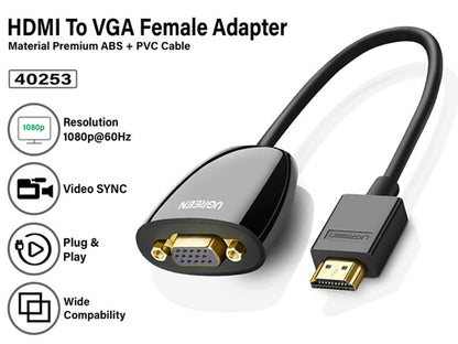 HDMI to VGA converter without Audio Black