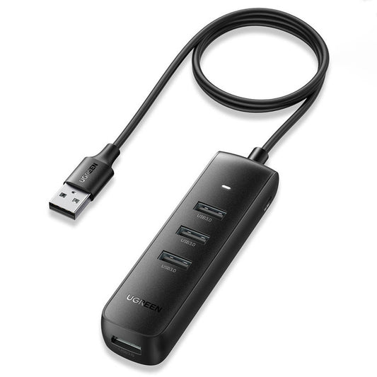 USB 3.0 A 4 Ports HUB with USB-C Power Port 1m (Black)