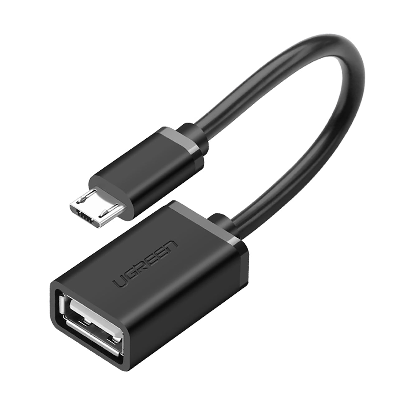 Micro USB Male to USB-A Female Cable with OTG Nickel Plating 15cm (Black)