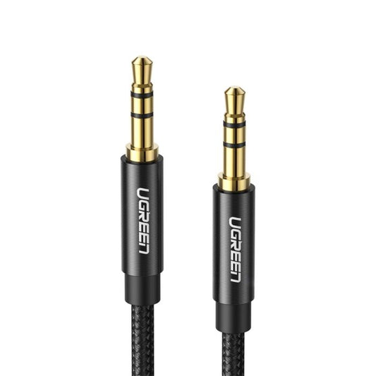 3.5mm Male to 3.5mm Male Cable Gold Plated Metal Case with Braid 1m (Black)