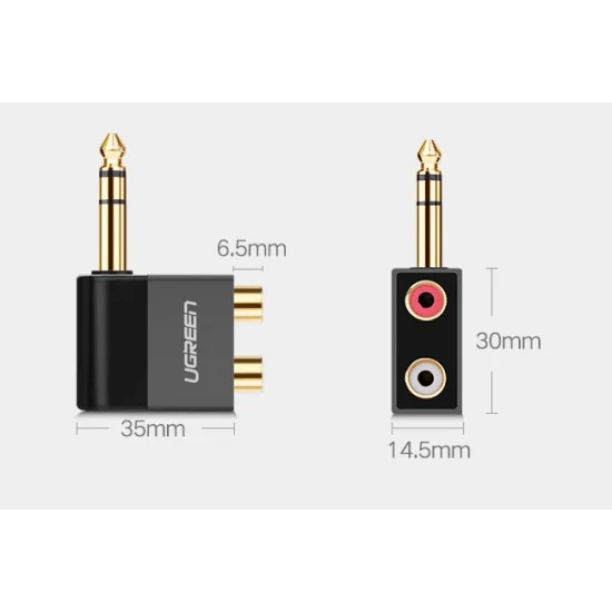 6.35mm Male to 2RCA Female Adapter (Black)