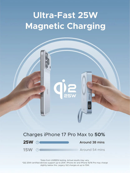 MagFlow Magnetic Wireless MagSafe Power Bank 10000mAh Qi2 25W