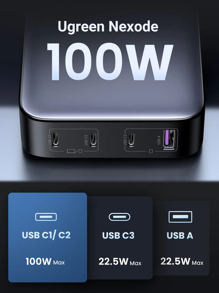 100W 2-in-1 GaN Charging Station UK (Space Gray)