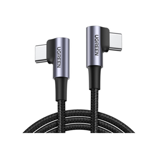 Angled USB-C Cable Aluminum Case with Braided 2m (Black)