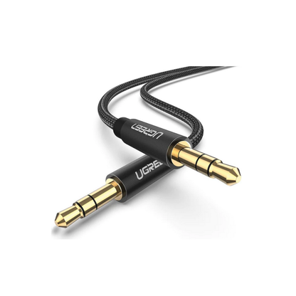 3.5mm Male to 3.5mm Male Cable Gold Plated Metal Case with Braid 2m (Black)